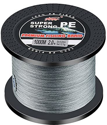 L SERVER Geflochtene Angelschnur 1000m 4 Geflochtene Angelschnur PE Bissfeste Meeresangelschnur Ködern Angelschnur 4.8-45kg, Grau, 8.0 (0.50mm/40.2kg)