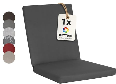 KETTtex Comfort Auflage Niederlehner steingrau I Gartenstuhl Polster 100x50x4/7cm I hochwertige und Pflegeleichte Sesselauflage I Wetter- und formbeständige Stuhlauflage I KTH2 Sitzauflage