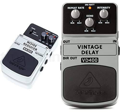 Behringer NOISE REDUCER NR300 Ultimatives Effektpedal zur Rauschunterdrückung & VD400 Klassisches analoges Delay-Effektpedal