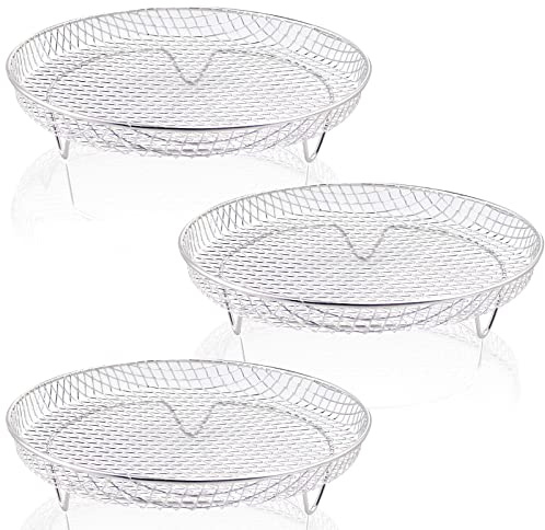 PMIIO 8 inch Air Fryer Racks, Air Fryer Universal Accessories, Baking Rack,Round Stackable Grill, Food-Grade Stainless Steel Kitchen Household, Fit all 4.2QT - 5.8QT air fryer,Oven - 3 Pack