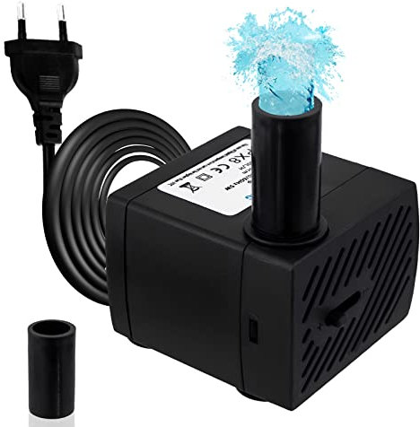 Awroutdoor Mini Submersible Water Pump, Ultra Quiet Water Feature Pump(5W,350L/H), with 3 Strong Suction Cups, Adjustable Water Volume, Small Water Pump for Aquarium, Fish Tank, Pond, Hydroponics