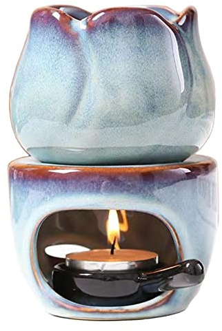 Bruciatore di oli essenziali, bruciatore di cera per fragranze essenziali, bruciatore rimovibile per aromaterapia, con cucchiaino, ornamento per aromaterapia, decorazione per casa, camera da letto,