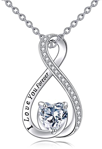VONALA Unendlichkeit Herz Halskette 925 Sterling Silber Herz Anhänger I Love You Für Immer Kette Jahrestag Schmuck Geschenk Für Frauen Damen