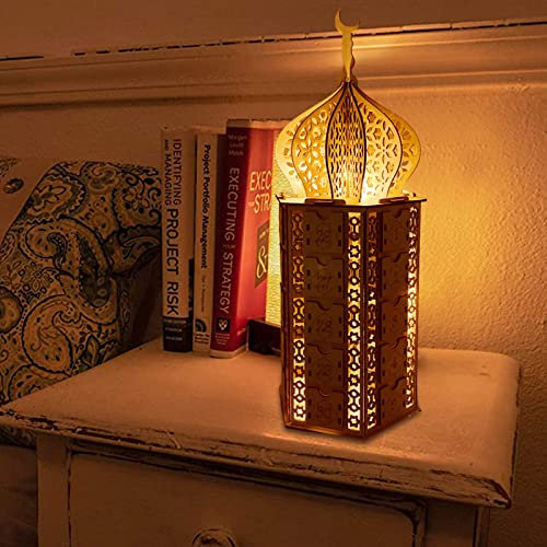 Tioheam Ramadan Kalender, Eid Mubarak Zuckerfest-Kalender Adventskalender Aus Mit Schubladen,Mond-Sterne-Licht Islamische Dekorationen