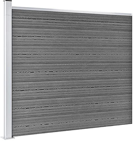 Tidyard Zaunelement Gartenzaun Sichtschutzzaun Windschutzzaun Lamellenzaun Garteneingrenzung Windschutz Sichtschutz Zaun Element Dichtzaun Terrasse Garten WPC 175x146 cm Grau