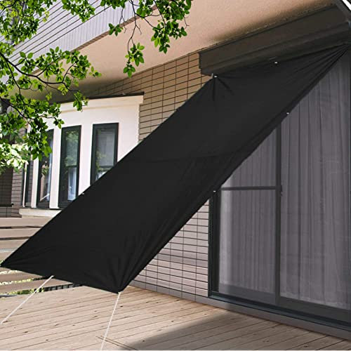Sonnensegel Rechteckig 2 x 6 m mit kostenlosem Seil Balkon Sichtschutz für Terrasse, Balkon, Pool und Garten, Schwarz