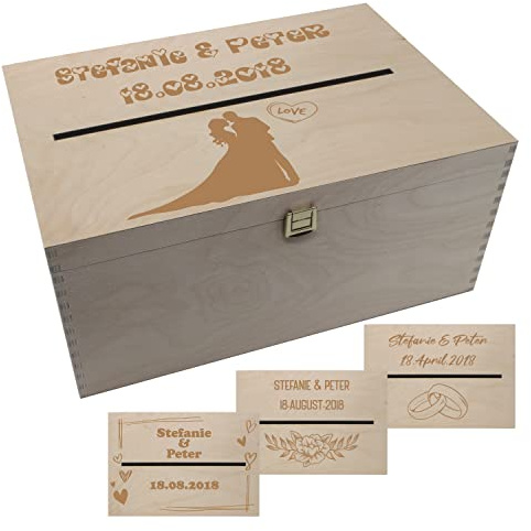 Generisch Personalisierte Geldbox Kartenbox Briefbox Hochzeitskartenkiste mit Klappdeckel Box zur Hochzeit naturbelassen (XXL Natur)