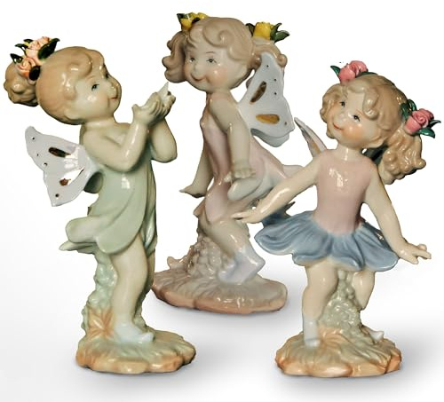 MTME Porzellanfigur, 3-teilig, Feenstatue und Skulptur, Heimdekoration, handgefertigtes Geschenk