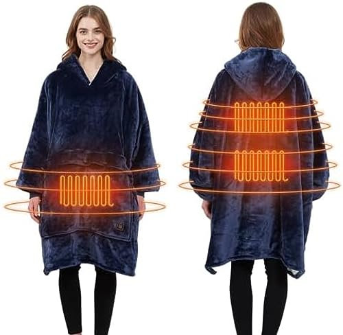 SONGYUDIYI Heated Wearable Blanket Hoodie USB Oversized Large Flannel Sherpa Blanket Hoodie Sweatshirt Soft Cozy Warm Safety Low Voltage,NO.3,Collector88