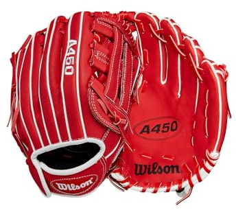 Wilson 2024 A450™ Gant de Baseball pour Enfant 27,9 cm Main Droite Rouge/Blanc