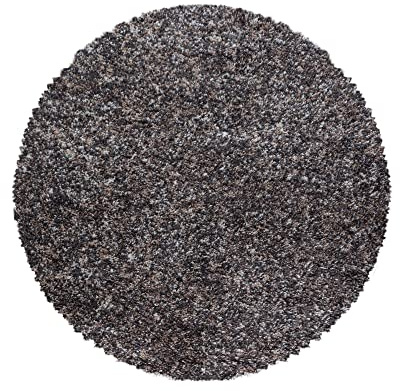 Carpetsale24 Runder Hochflor Teppich Ø 120 cm Taupe – Shaggy Langflor, Meliert, Flauschig & Pflegeleicht – Für Schlafzimmer, Kinderzimmer oder Leseecke