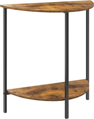 Homode Halbmondtisch, kleiner Eingangstisch, halbrunder Eingangstisch, schmaler Halbkreis Konsolentische für kleine Räume, Flur, Eingangstische aus Holz, rustikales Braun und Schwarz