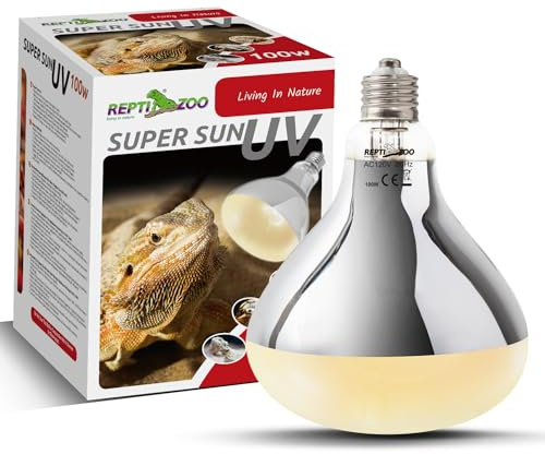 REPTI ZOO 100W Reptile Heat Lamp UVA UVB Reptile Light, Full Spectrum Self-Ballasted Vapor Basking Sunlight Bulb for Reptile and Amphibian Use E26