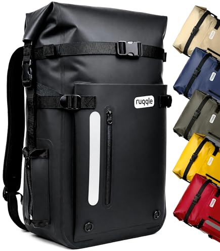 Ruqqle Sac étanche Polyvalent, Waterproof Dry Bag 20/30/45L, 3 Poches externes, Sac à Dos Confort imperméable idéal Voyage Plage Mer Bateau Canoë Paddle Kayak Moto Randonnée Camping Pêche Loisirs