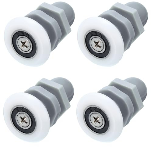 PATIKIL Shower Door Rollers 25mm/1, 4 Pack Bathroom Glass Runner Replacement Part Sliding Wheels for Shower, White-Grey