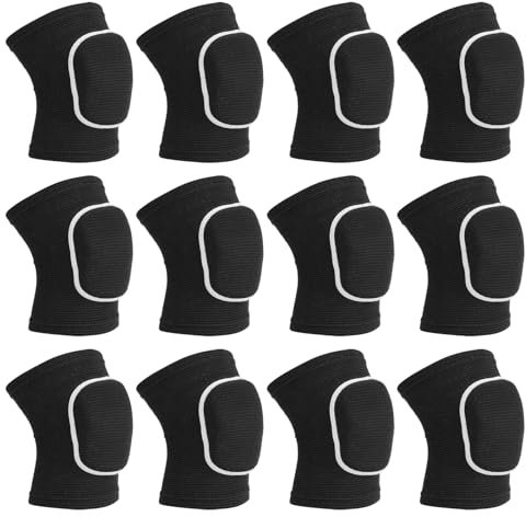 PATIKIL XS Schützende Kniepolster, 6 Paar Schwamm Volleyball Kniepolster Atmungsaktive Tanz Kniepolster Stütze für Frauen Männer Fußball Basketball Training, Schwarz Weiß