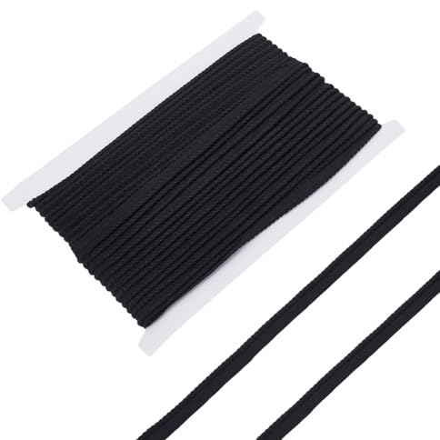 MAYJOYDIY 13.72m Black twist Lip Cord Trim, 11mm twist Rope Cord with Lip Polyester Edge Piping Trim Cord Rope Embellishment for Sewing Clothing Pillows Lamps Draperies