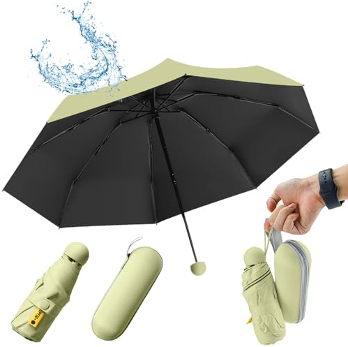 SLTAXAR Mini Ombrello,8 Costole Ombrello da viaggio pieghevole,Mini Ombrello da Tasca,Piccolo Ombrello Compatto,Ombrello da Sole,Ombrello Portatile Antivento con Custodia per donne uomini