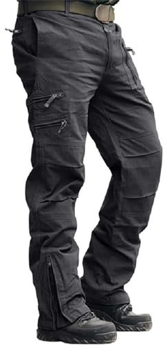 SRZYMJ Wanderhose Herren Leicht Angenehm Trekkinghose Stretch Atmungsaktiv Winddicht Schnell Trockend Softshellhose Hose Abriebfest Weich Outdoor Hosen Taktische Hose Grey 31 Kletterhose