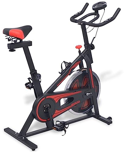 Sufrk Bicicleta elíptica con sensores de pulso negro y rojo elíptico, bicicleta elíptica para el hogar, entrenamiento mejorado para todo el cuerpo