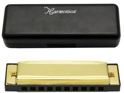 10-Loch-Mundharmonika Musikinstrument Mundharmonika Harfe klassische Mundharmonika(Gold)