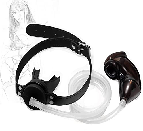 DstoLusre BDSM Silicone urinoir Gag SM bouche bouchon Gag avec entonnoir de pisse Gay sexe Oral Gag harnais Gag Bondage Sex Toy for femmes hommes Couples(Schwarz)