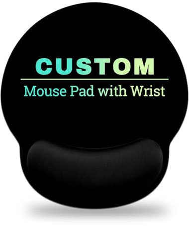 Naispanda Tapis de Souris Personnalisé avec Repose-Mousse en Mousse À Mémoire de Forme Tapis de Souris Personnalisé avec Support de Poignet Base (Round-L, 1 Photo)