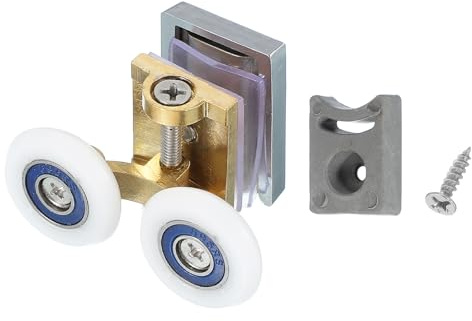 sourcing map Double roulettes de porte de douche 25 mm Cuivre