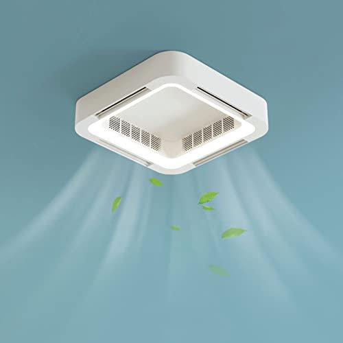 MSGIRVLZL Ventilador de Techo Moderno sin Aspas con Luz Y Control Remoto, Aplicación de Control Inteligente para Dormitorio, Sala de Estar, Lámparas de Techo, Velocidad Del Viento de 6 Velocidades, At