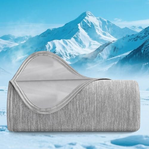 Uplayteck Coperta Estiva Fresca, Coperta Rinfrescante in Fibra di Bambù Morbido e Traspirante, Giapponese Arc-Chill Q-Max>0.36, Bifacciale Cooling Blanket per Letti, Divani e Viaggi (150x200cm)
