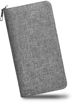 AdiStylinno Cartera para Hombre, Lona Larga con Cremallera Gran Capacidad Tarjetero Monedero con Cremallera, Bolsillo para teléfono Ranuras para Dinero en Efectivo, Gris, 19.5 x 10 x 3 cm