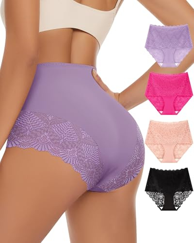 MIOTAN Culotte Femme Taille Haute en Dentelle | Entrejambe coton, Grande couverture, Évacue l'humidité, Élasticité, Léger, Élégant, Confort quotidien, Soirée