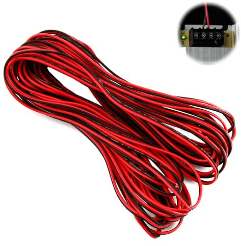 Cavo elettrico a 2 fili da 10 metri, 22 AWG, rosso e nero, cavo a 2 fili, filo di rame stagnato, flessibile e durevole, 12 V, per cablaggio elettrico e progetti fai da te