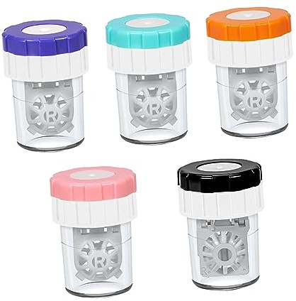 Homoyoyo 5pcs Manual Contact Cleaning Washer Set Portable Rotating Cleaner for Soft and Hard Lenses Assorted Colors Suitable for Daily Eye Care