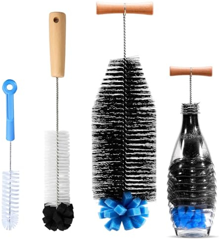 3 Stück Flaschenbürste, Flaschenbürste mit Sodastream, Reinigungswerkzeuge, Sanfte Reinigung Ohne Kratzer, Geeignet Für Glaskaraffe, Sodaflaschen, Trinkflaschen, Milchflasche
