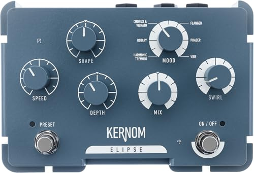 KERNOM Analog effektpedal Elipse Modulation – kör/flanger/Phaser – True Bypass – 112 x 164 x 52 mm – för gitarr, bas – med förinställningar och MIDI-anslutning (ELIPSE-MOD)