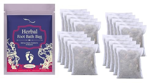 20 pack Herbal Foot Bath Pack, Wormwood Extract Foot Soak, Mugwort Soak for Removing Dampness & Cold, Gentle Foot Care