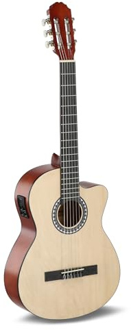 GEWA Chitarra Classica E-Acustica Basic - Classic Electro - 4/4 - Corpo in Tiglio - Pickup EQ a 4 Bande con Accordatore - Cutaway - Colore Naturale