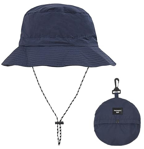 Sombrero Pescador Hombre, Gorro Pescador Resistente a la Lluvia, Protector Solar, Secado Rápido, Sombrero Plegable para Playa, Piscina, Camping y Viajes (FR/ES, Letras, Talla única, Azul Oscuro)