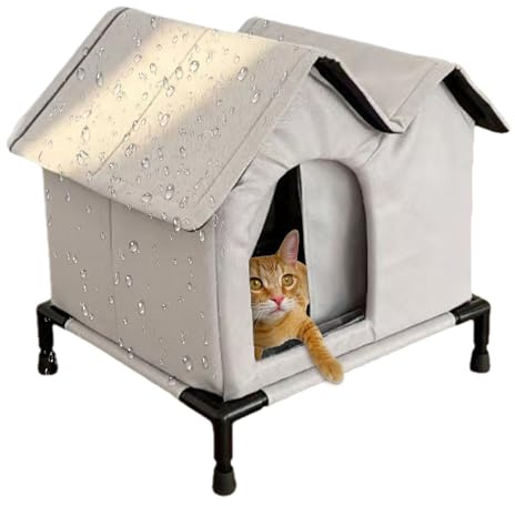 Casa para Gatos Exterior,Tienda De Campaña para Mascotas Plegable Impermeable De Invierno,Hogar para Mascotas Resistente A La Intemperie con Suelo Elevado - para Jardín Porche Patio Césped Y