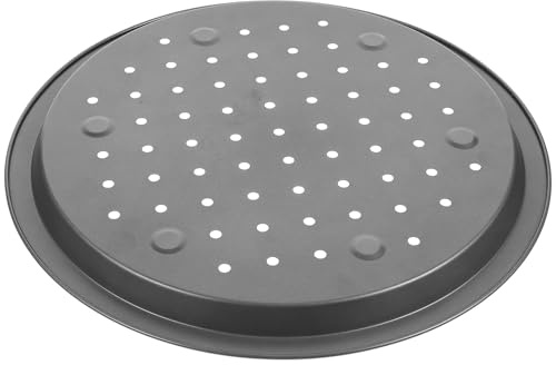 ROMISBABA Bandeja para Pizza Perforada de Acero al Carbono Antiadherente Molde Redondo para Hornear Pan y Pizza Horno Resistente y Fácil de Limpiar