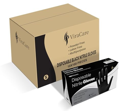 1000 x Black Disposable Gloves Small | Black Nitrile Gloves Small | Latex free Gloves | Powder Free Gloves | Black Gloves Disposable | Strong And Non-Sterile | (Small)