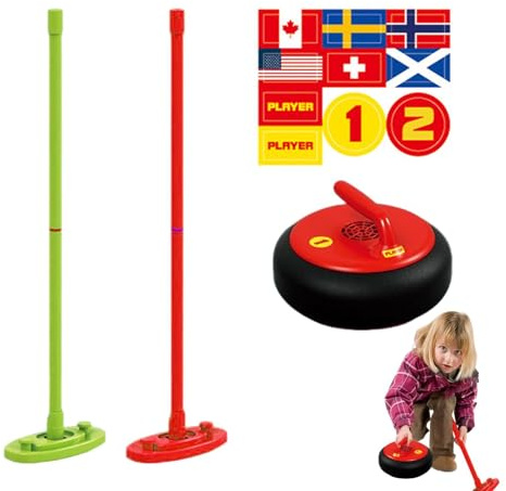 Curling-Brettspiel – 14 x 53 cm großes Tisch-Curling-Spiel | Sporting Shuffleboard Cuŕling, für Zuhause, Sport Indoor Outdoor Sportspielzeug, elektrisches Licht, Kinder, Familie, Erwachsene, Schule, G