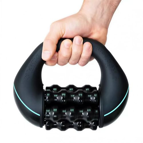 Elektrisches Handmassagegerät mit Tiefengewebe-Rollen, 3 Intensitätsstufen, 24 Massageknöpfe, Wiederaufladbar, für Rücken, Schulter und Nacken