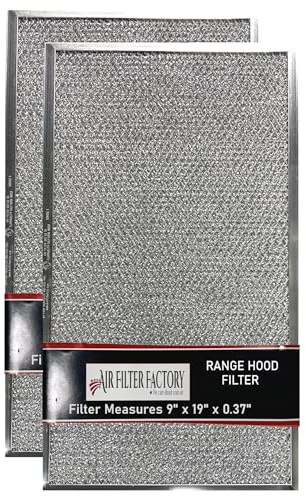 Air Filter Factory 9 x 19 x 0.37 Inches Range Hood Aluminum Mesh Grease Vent Filter 2-Pack