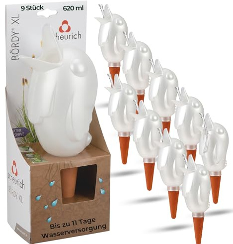 Scheurich Wasserspender XL Weiß 9 Stück - 620ml Wasser für bis zu 7 Tage Champagne Pearl Höhe 29 cm mit Tonkegel
