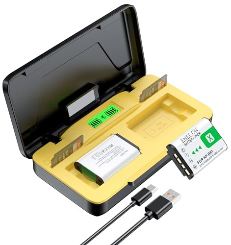 ENEGON NP-BX1 Akku (2 X 1380mAh) + LCD-aufbewahrendes Ladegerät (SD) für Sony NP-BX1 und ZV-1/ZV-1 II, DSC-RX100, DSC-RX100 VII/VI/V/IV/III/II/VA (M7-M2), HDR-CX405, FDR-X3000, HX300