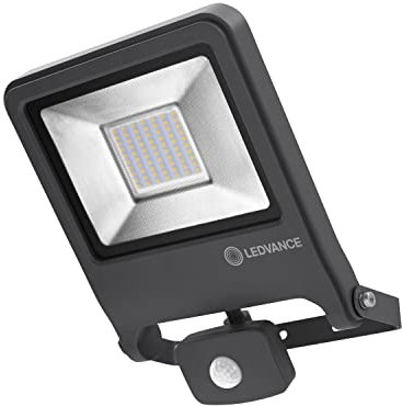 LEDVANCE Endura Flood Proiettore da Esterno con Sensore Nero 50W Luce Calda 3000K, Grigio Scuro