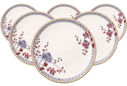 Villeroy & Boch Artesano Provençal Lot de 6 grandes assiettes plates avec bord surélevé et décor lavande, en porcelaine de qualité supérieure, passent au lave-vaisselle, multicolores, 27 cm