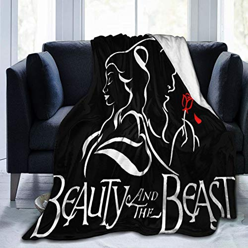 JISMUCI Flanell Fleece Soft Throw Decke，Die Schöne und das Biest，für Sofas Sofa Stühle Couch Leicht,warm und gemütlich 204x153cm